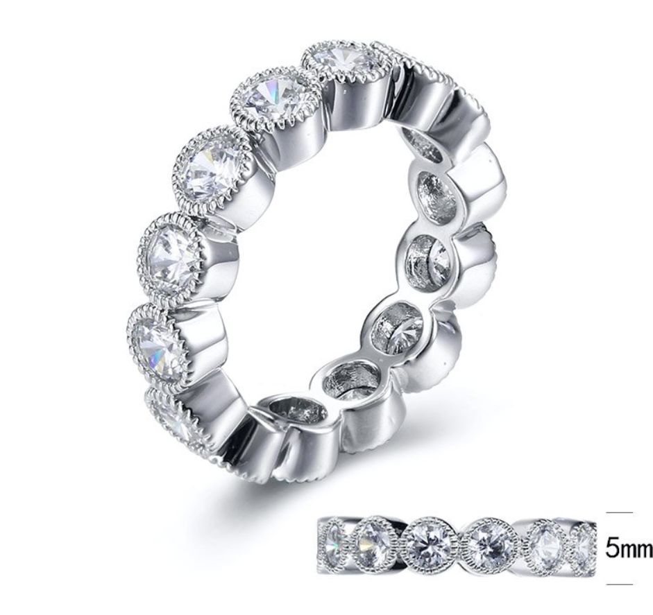 SJ30417, Ladies' Moissanite Ring, S925, Rhodium Plated, White, 5.18g