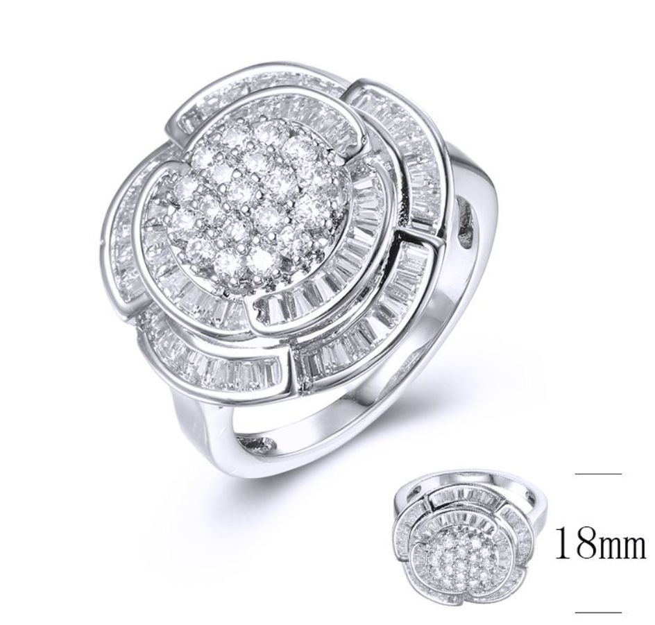 SJ36978, Ladies' Moissanite Ring, S925, Rhodium Plated, White, 5.2g