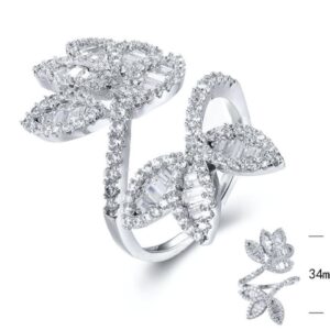 SJ29595, Ladies' Moissanite Ring, S925, Rhodium Plated, White, 6.29g