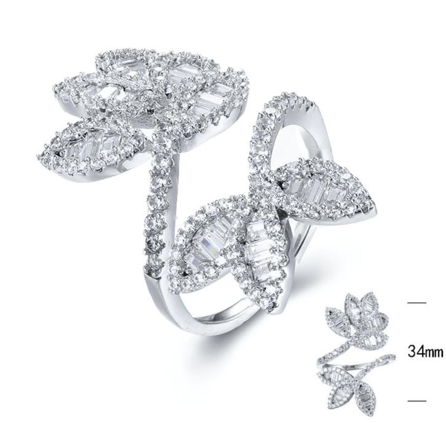 SJ29595, Ladies' Moissanite Ring, S925, Rhodium Plated, White, 6.29g