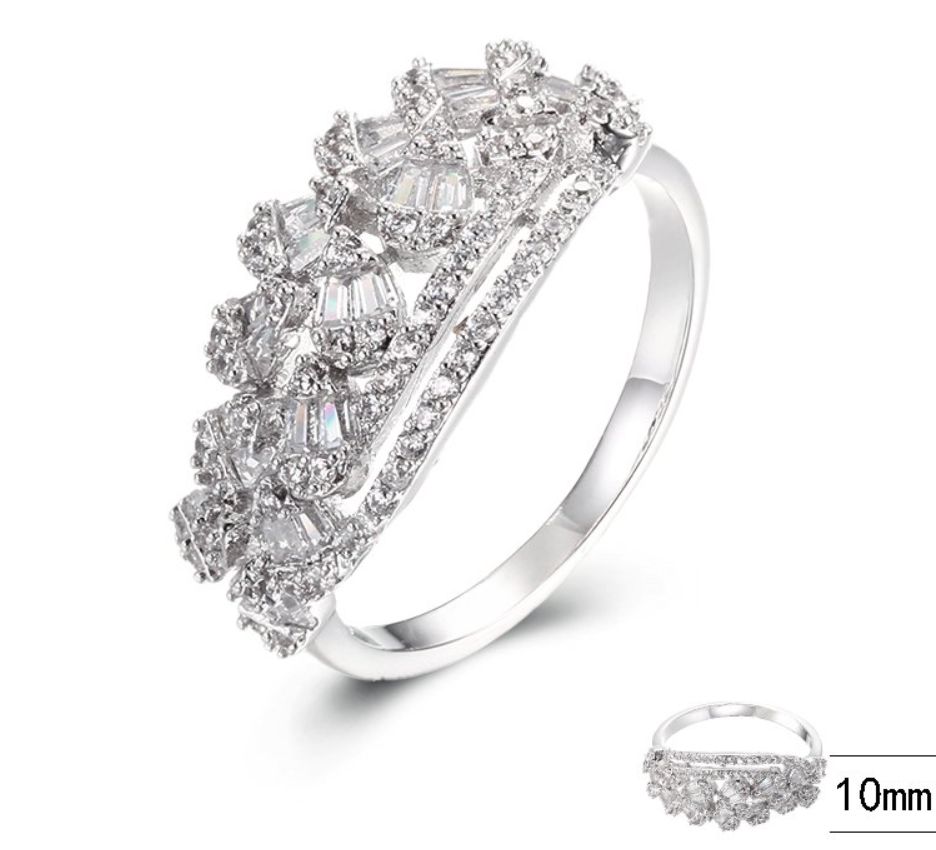 SJ39909, Ladies' Moissanite Ring, S925, Rhodium Plated, White, 3.06g