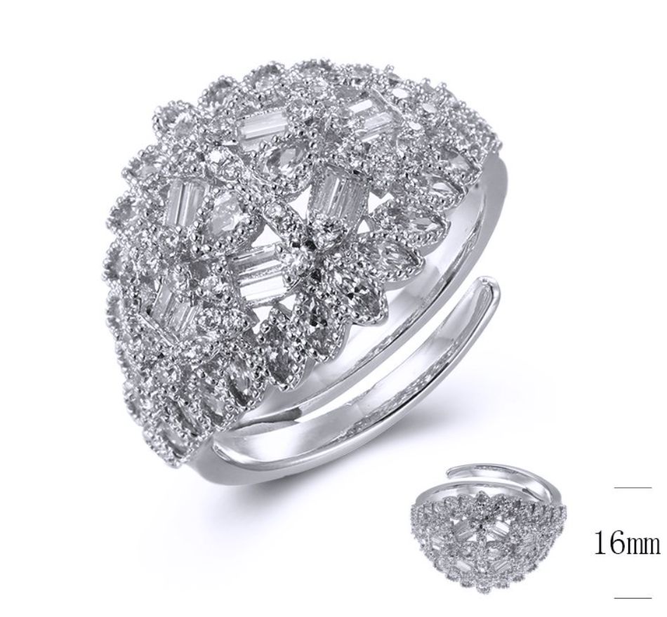SJ38229, Ladies' Moissanite Ring, S925, Rhodium Plated, White, 4.61g