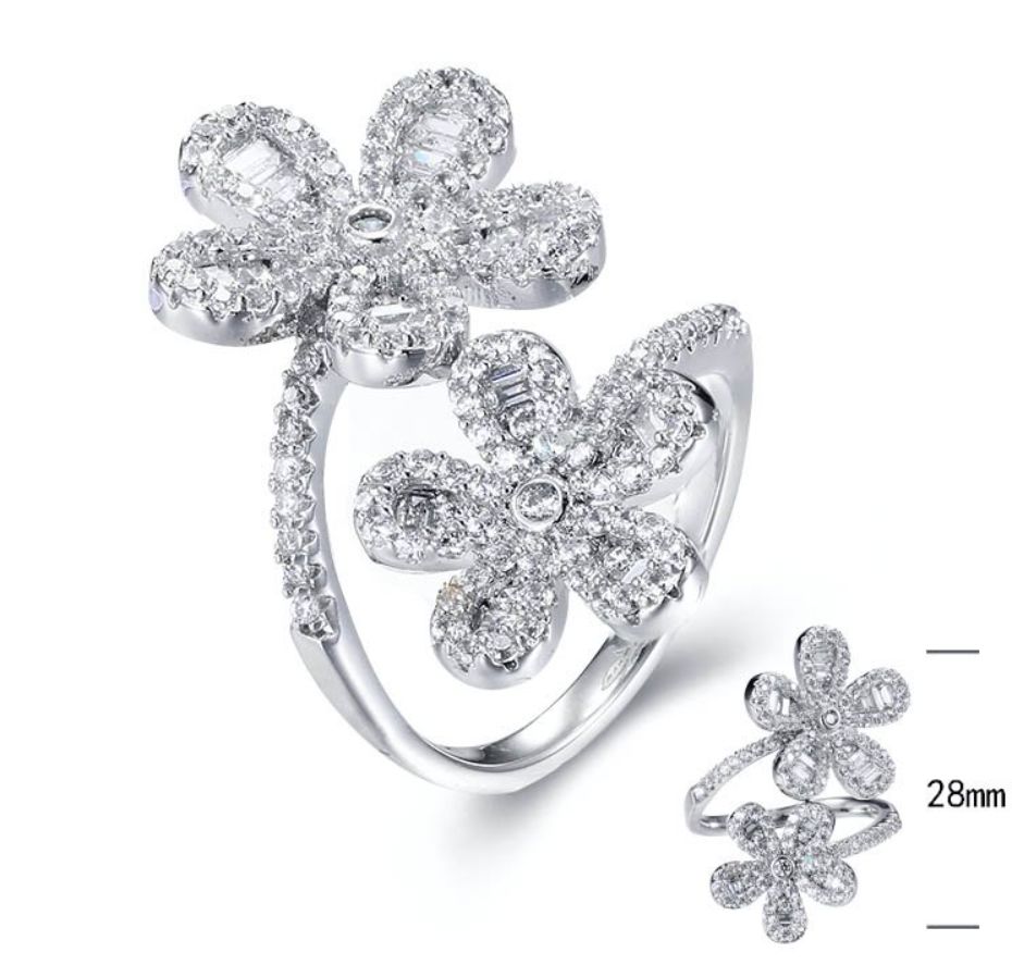 SJ30231, Ladies' Moissanite Ring, S925, Rhodium Plated, White, 5.43g