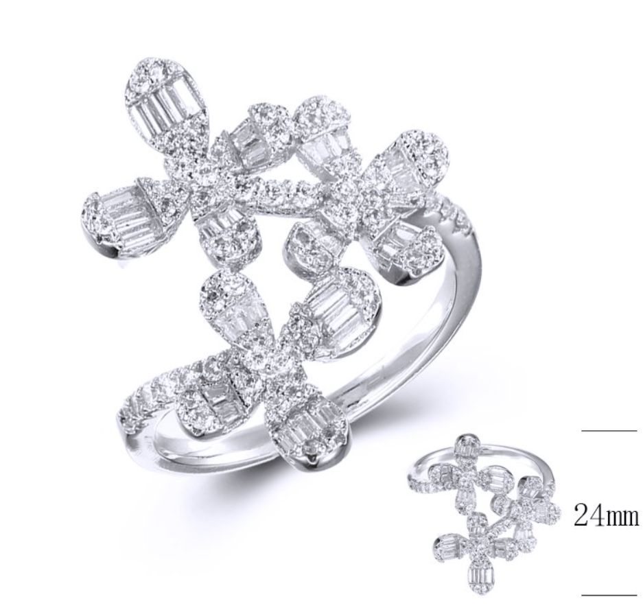 SJ36478, Ladies' Moissanite Ring, S925, Rhodium Plated, White, 3.54g