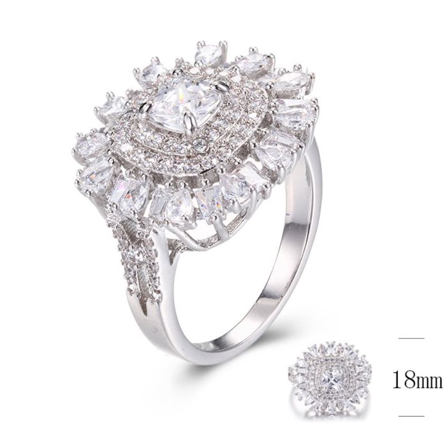 SJ29242, Ladies' Moissanite Ring, S925, Rhodium Plated, White, 5.28g