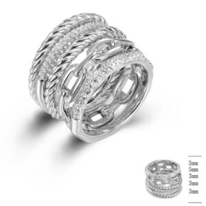 SJ42085, Ladies' Moissanite Ring, S925, Rhodium Plated, White, 12.01g