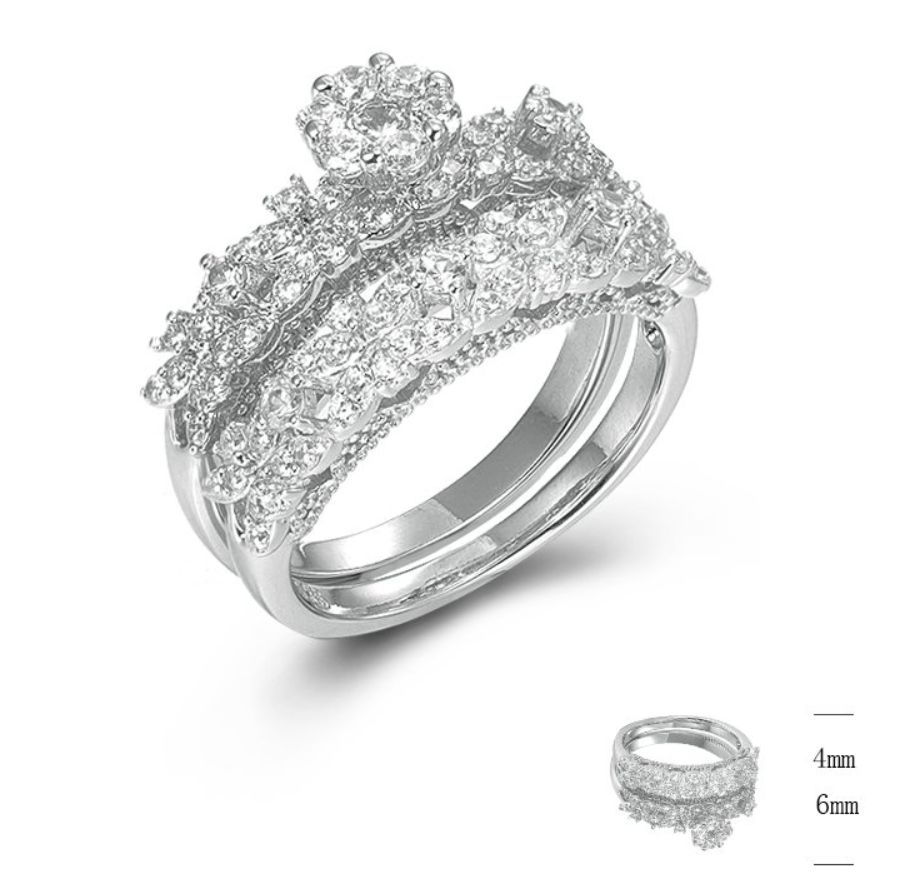 SJ44836, Ladies' Moissanite Ring, S925, Rhodium Plated, White, 5.26g