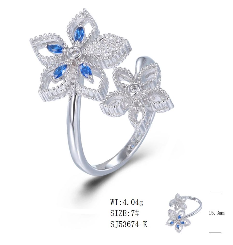SJ53674, Ladies' Moissanite Ring, S925, Rhodium Plated, White, 4.04g