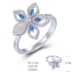 SJ53675, Ladies' Moissanite Ring, S925, Rhodium Plated, White, 3.51g