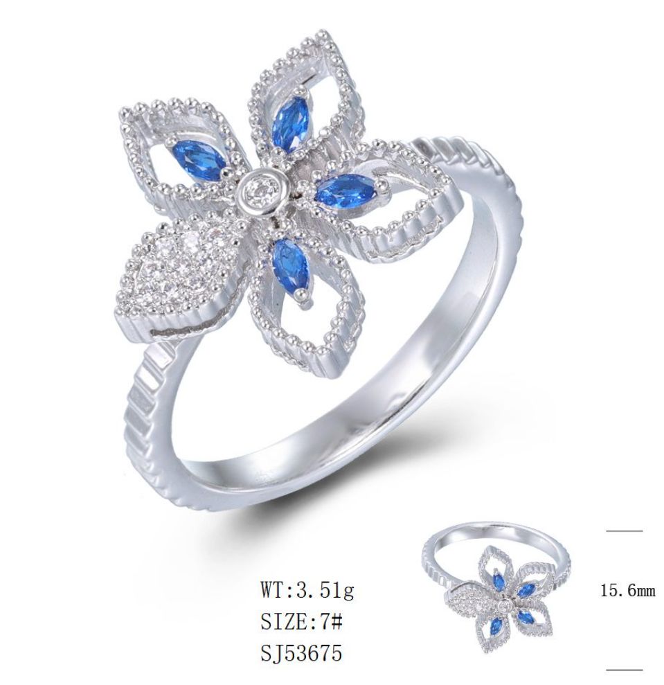 SJ53675, Ladies' Moissanite Ring, S925, Rhodium Plated, White, 3.51g