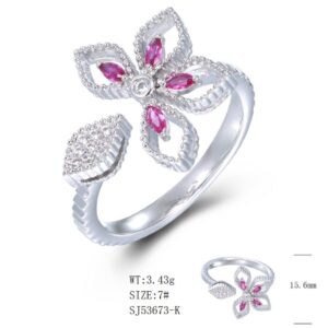 SJ53673, Ladies' Moissanite Ring, S925, Rhodium Plated, White, 3.43g
