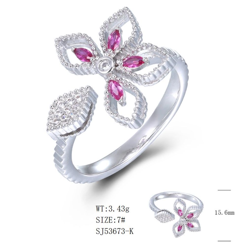 SJ53673, Ladies' Moissanite Ring, S925, Rhodium Plated, White, 3.43g