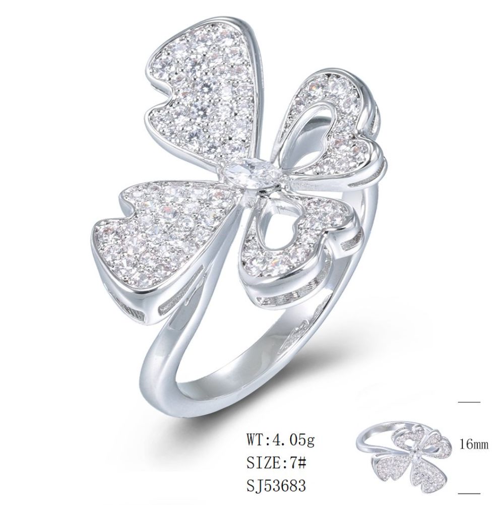 SJ53683, Ladies' Moissanite Ring, S925, Rhodium Plated, White, 4.05g
