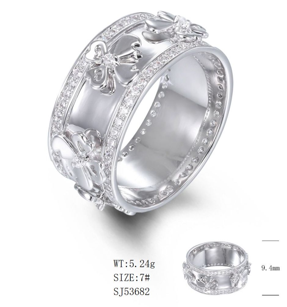 SJ53682, Ladies' Moissanite Ring, S925, Rhodium Plated, White, 5.24g
