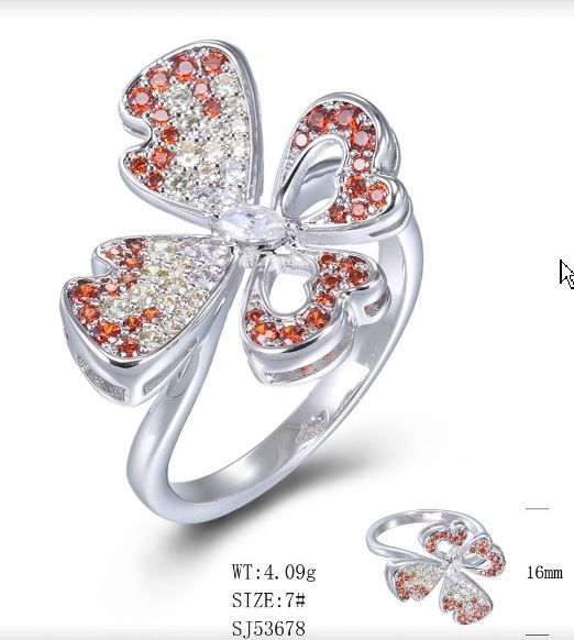 SJ53678-C, Ladies' Moissanite Ring, S925, Rhodium + Black Rhodium Plated, Silver, 4.09g