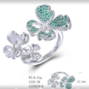 SJ53679-C, Ladies' Moissanite Ring, S925, Rhodium + Black Rhodium Plated, Silver, 6.51g