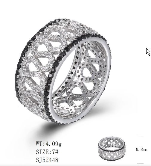 SJ52448, Ladies' Moissanite Ring, S925, Rhodium Plated, White, 4.09g