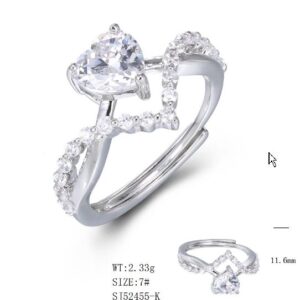 SJ52455, Ladies' Moissanite Ring, S925, Rhodium Plated, White, 2.33g