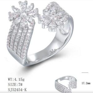 SJ52454, Ladies' Moissanite Ring, S925, Rhodium Plated, White, 4.15g