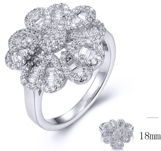 SJ33432, Ladies' Moissanite Ring, S925, Rhodium Plated, White, 4.23g