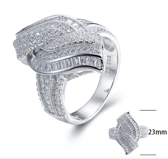 SJ25409, Ladies' Moissanite Ring, S925, Rhodium Plated, White, 5.99g