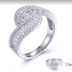 SJ32015, Ladies' Moissanite Ring, S925, Rhodium Plated, White, 4.17g