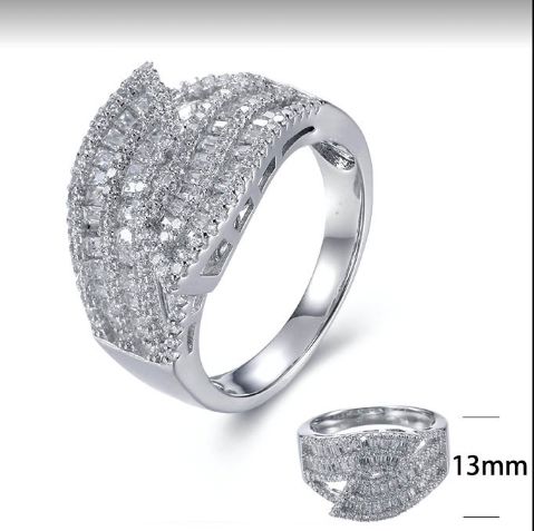 SJ27419, Ladies' Moissanite Ring, S925, Rhodium Plated, White, 5.95g