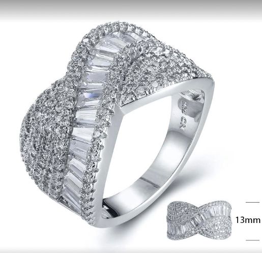 SJ24826, Ladies' Moissanite Ring, S925, Rhodium Plated, White, 5.9g