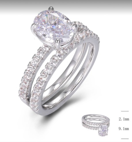 SJ49953B, Ladies' Moissanite Ring, S925, Rhodium Plated, White, 4.72g