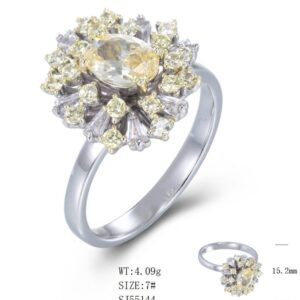 SJ55144, Ladies' Moissanite Ring, S925, Rhodium Plated, White, 4.19g