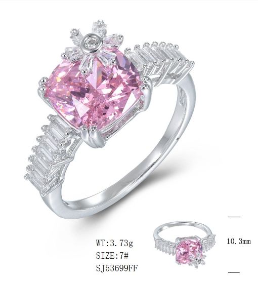SJ53699, Ladies' Moissanite Ring, S925, Rhodium Plated, White, 3.54g