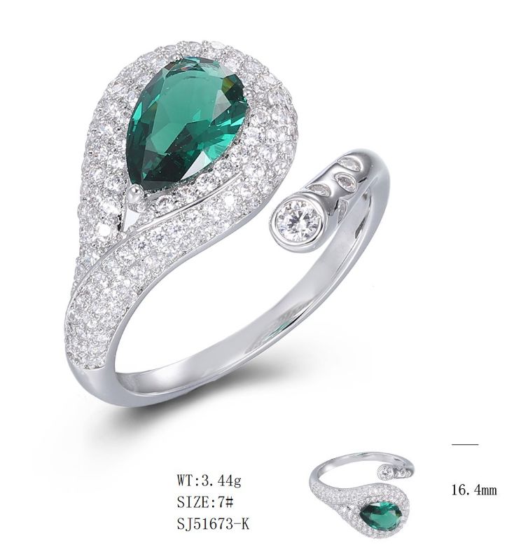 SJ51673, Ladies' Moissanite Ring, S925, Rhodium Plated, White, 3.24g