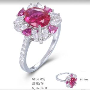 SJ55014, Ladies' Moissanite Ring, S925, Rhodium Plated, White, 4.11g
