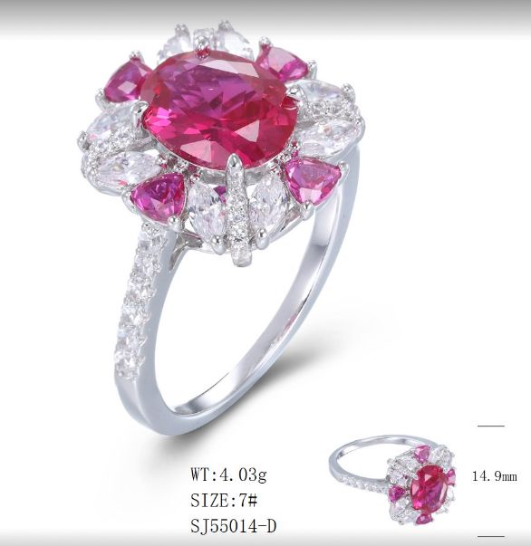SJ55014, Ladies' Moissanite Ring, S925, Rhodium Plated, White, 4.11g