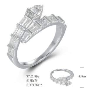 SJ47176, Ladies' Moissanite Ring, S925, Rhodium Plated, White, 2.99g