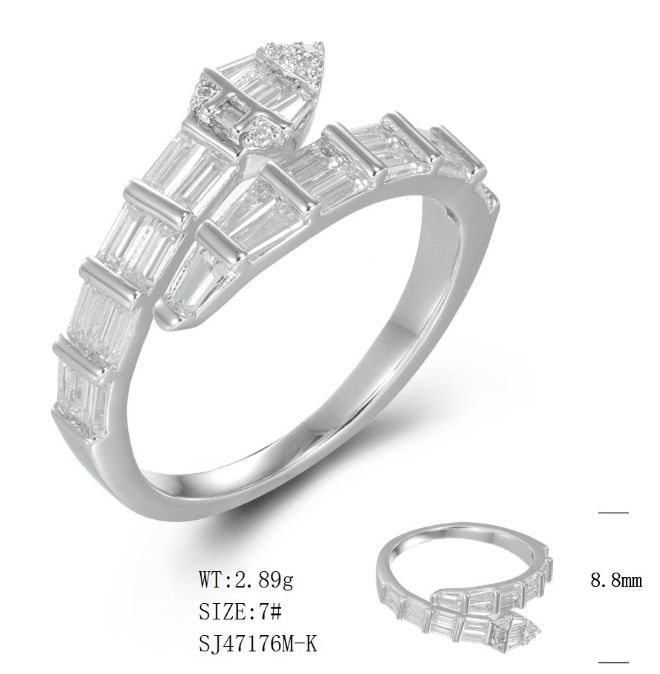 SJ47176, Ladies' Moissanite Ring, S925, Rhodium Plated, White, 2.99g