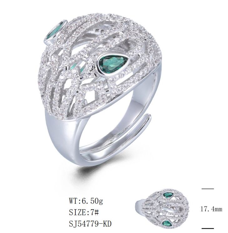 SJ54779, Ladies' Moissanite Ring, S925, Rhodium Plated, White, 6.83g