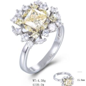 SJ55143, Ladies' Moissanite Ring, S925, Rhodium Plated, White, 4.32g