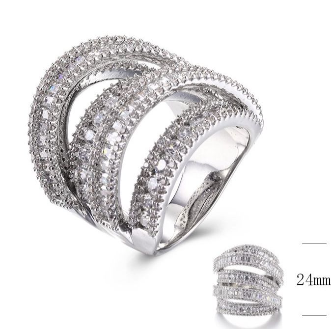 SJ29825, Ladies' Moissanite Ring, S925, Rhodium Plated, White, 13.65g
