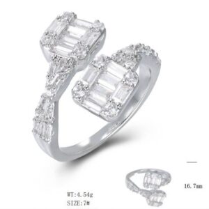 SJ50608, Ladies' Moissanite Ring, S925, Rhodium Plated, White, 4.71g
