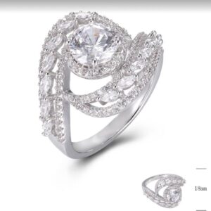SJ49806, Ladies' Moissanite Ring, S925, Rhodium Plated, White, 6.09g