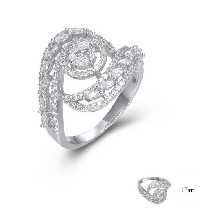 SJ45194, Ladies' Moissanite Ring, S925, Rhodium Plated, White, 5.18g