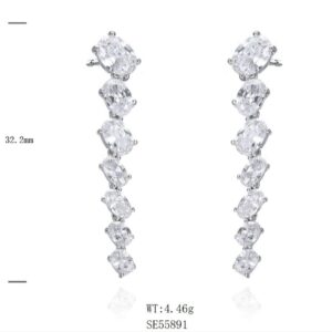 SE55891, Ladies' Moissanite Ring, S925, Rhodium Plated, White, 4.7g