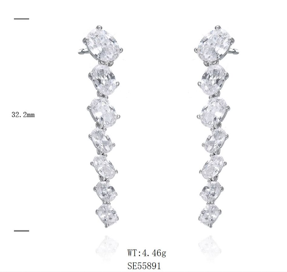 SE55891, Ladies' Moissanite Ring, S925, Rhodium Plated, White, 4.7g
