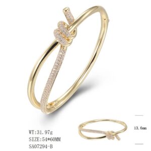 SA07294, Ladies' Moissanite Bangle, S925, Rhodium Plated, White, 34.08g
