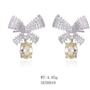 SE50919, Ladies' Moissanite Ring, S925, Rhodium Plated, White, 4.86g