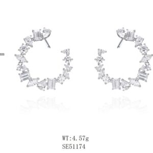 SE51174, Ladies' Moissanite Ring, S925, Rhodium Plated, White, 4.46g