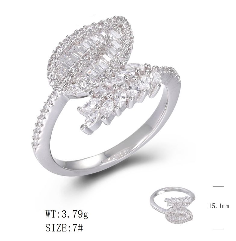 SJ49119, Ladies' Moissanite Ring, S925, Rhodium Plated, White, 3.67g