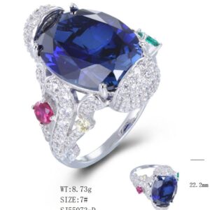 SJ55073, Ladies' Moissanite Ring, S925, Rhodium Plated, White, 7.34g