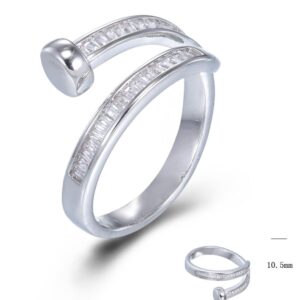 SJ80150, Ladies' Moissanite Ring, S925, Rhodium Plated, White, 2.87g